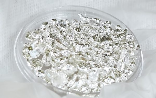 High content silver which is used in jewellery or electronics as contacts or wire