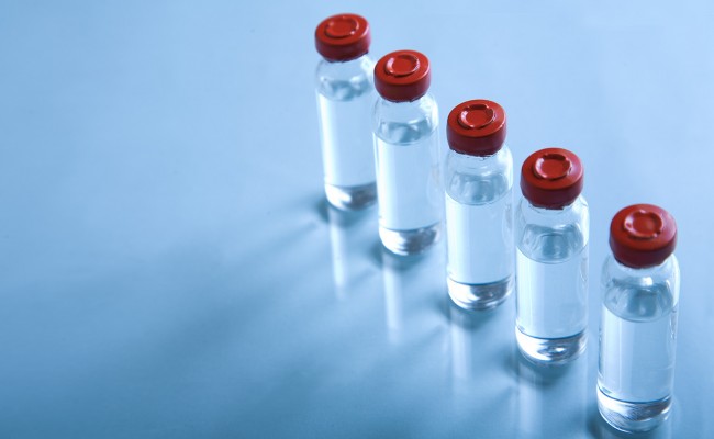 Vials with liquid for medicine or science